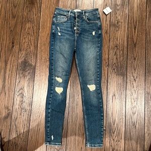 Free people high rise button fly distressed jeans